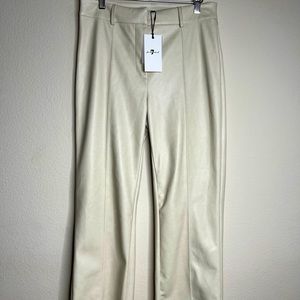 7 For All Mankind Vegan Leather Straight Leg Crop Pant Medium NWT Beige